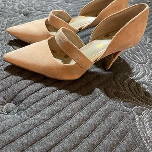 BODEN- Adrianna Pink Suede Heels size 38, 7 leather, pointed